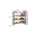 6-Tier Wood and Steel L-Shaped Corner Display Bookshelf