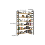 6-Tier Wood and Steel L-Shaped Corner Display Bookshelf