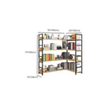 6-Tier Wood and Steel L-Shaped Corner Display Bookshelf