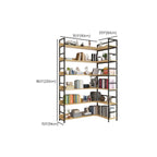 6-Tier Wood and Steel L-Shaped Corner Display Bookshelf