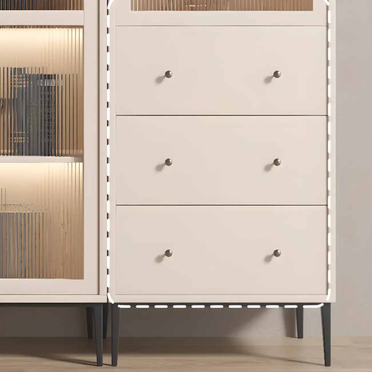 Vertical White Wood Multi-Storage Bookcase with Glass Doors