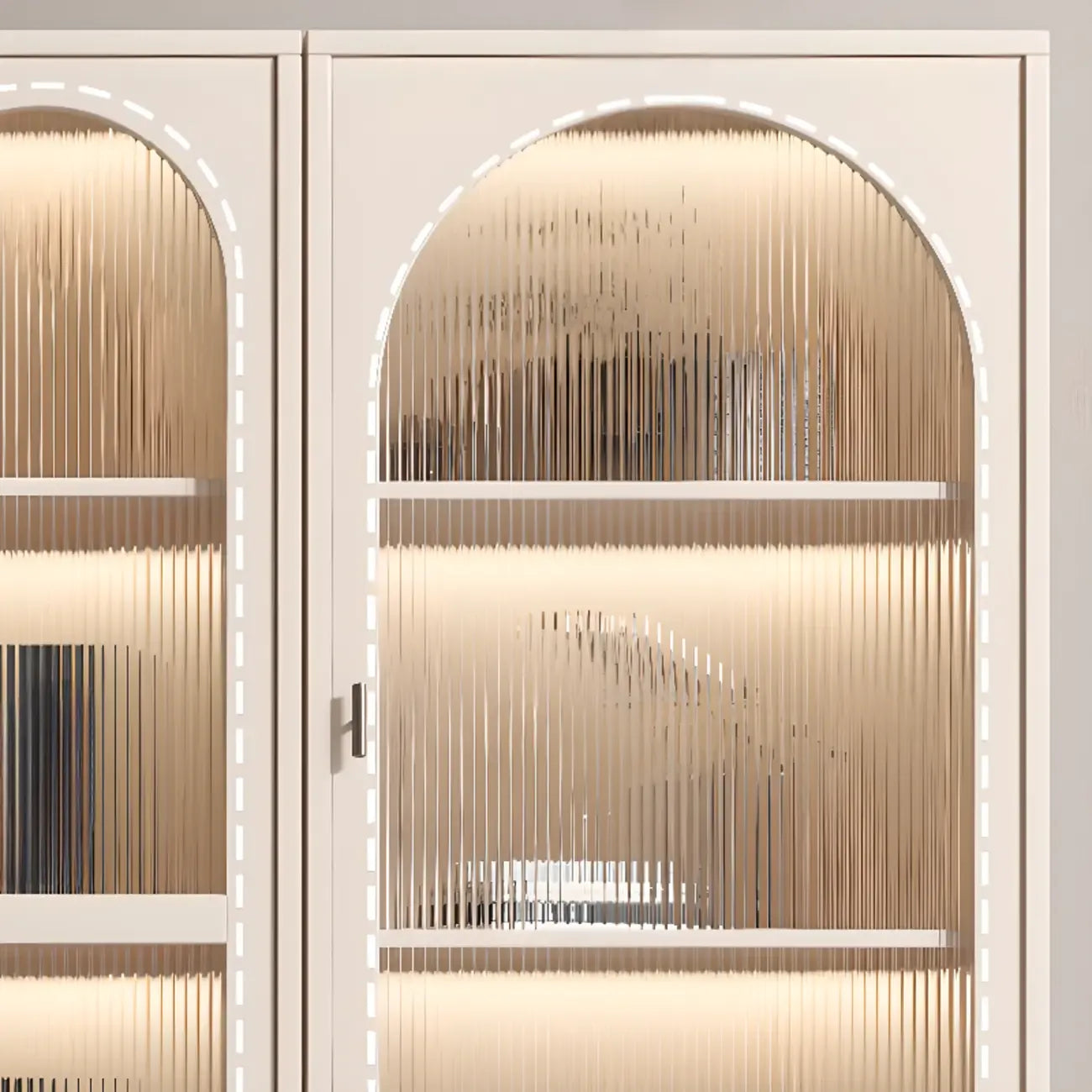 Vertical White Wood Multi-Storage Bookcase with Glass Doors