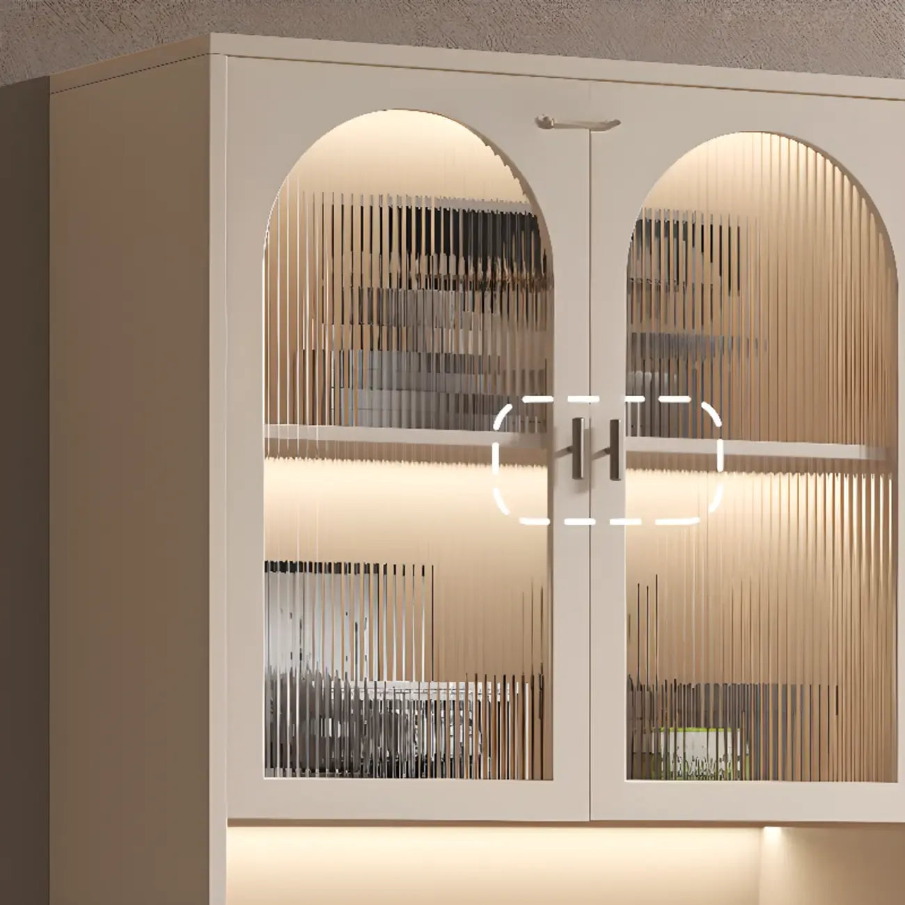 Vertical White Wood Multi-Storage Bookcase with Glass Doors