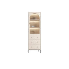 Vertical White Wood Multi-Storage Bookcase with Glass Doors