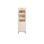 Vertical White Wood Multi-Storage Bookcase with Glass Doors