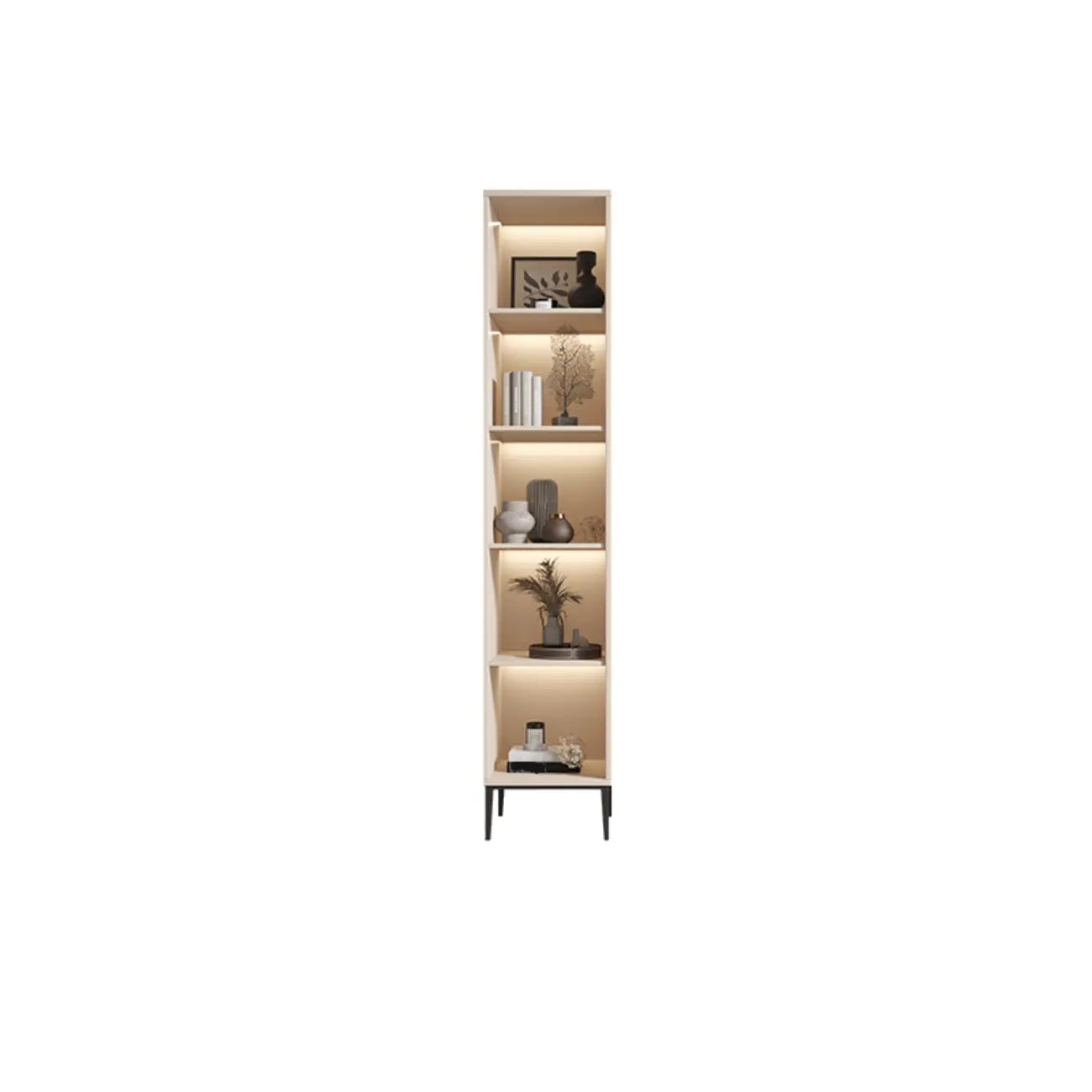Vertical White Wood Multi-Storage Bookcase with Glass Doors