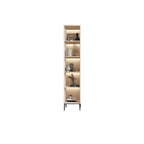 Vertical White Wood Multi-Storage Bookcase with Glass Doors