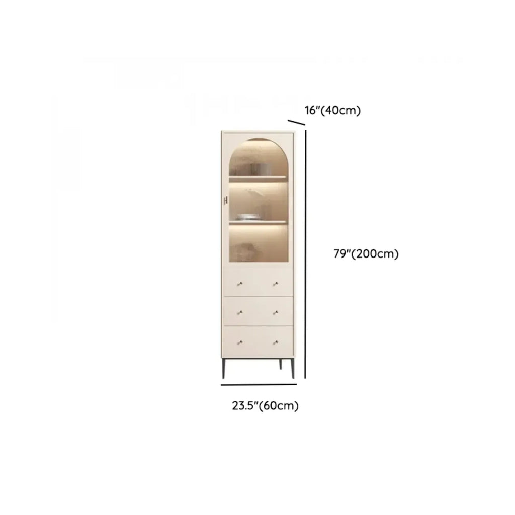 Vertical White Wood Multi-Storage Bookcase with Glass Doors