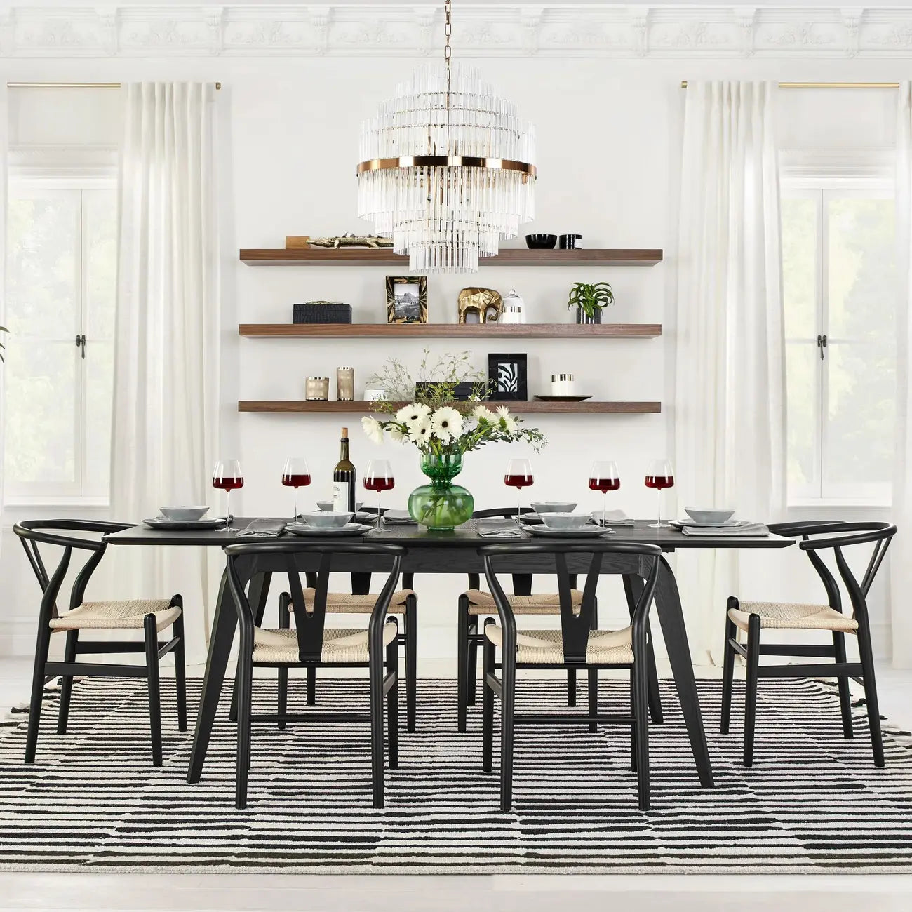 Modern Clear Glass Chandelier with Gold Finish