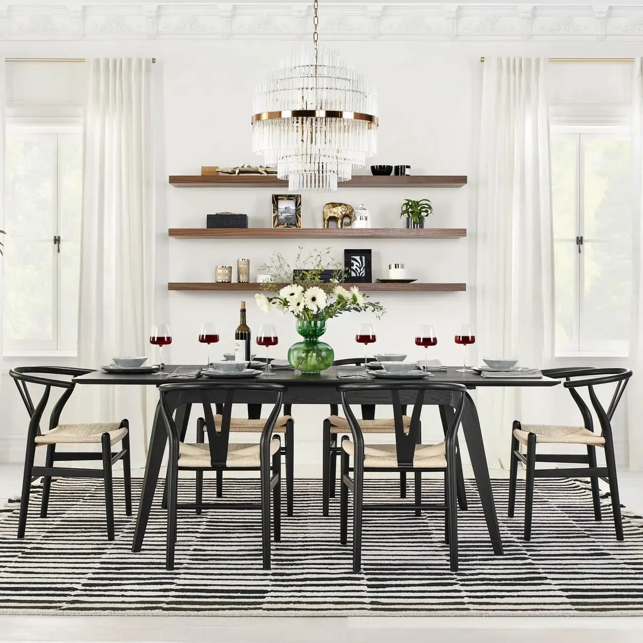 Modern Clear Glass Chandelier with Gold Finish