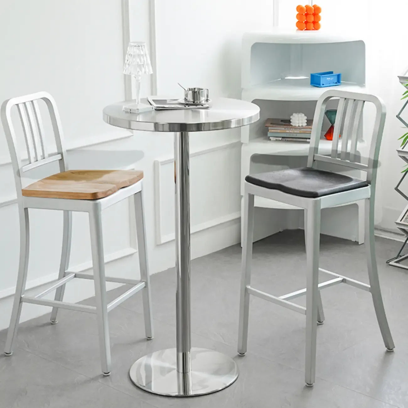 Industrial Silver Stainless Steel Bar Table