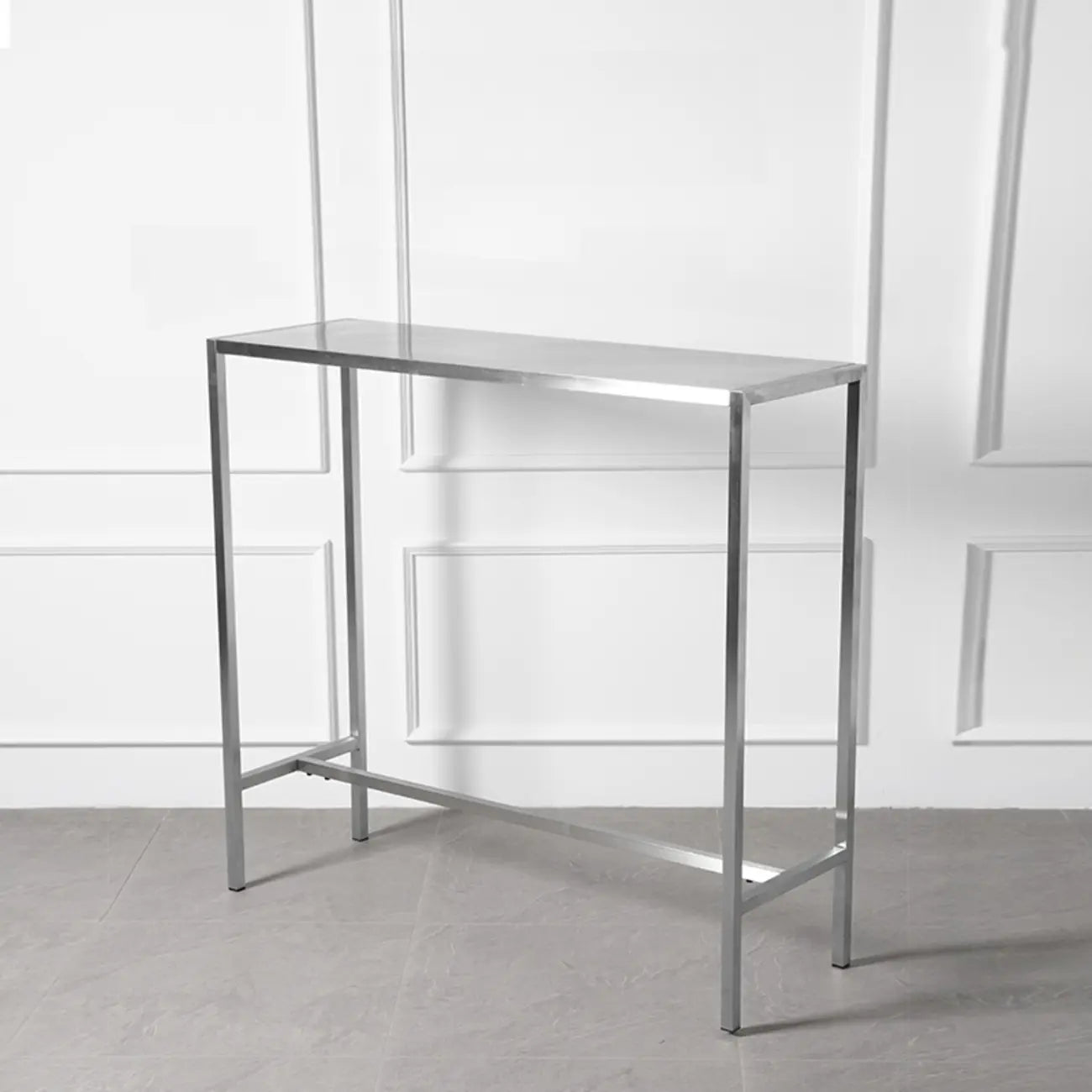 Industrial Silver Stainless Steel Bar Table