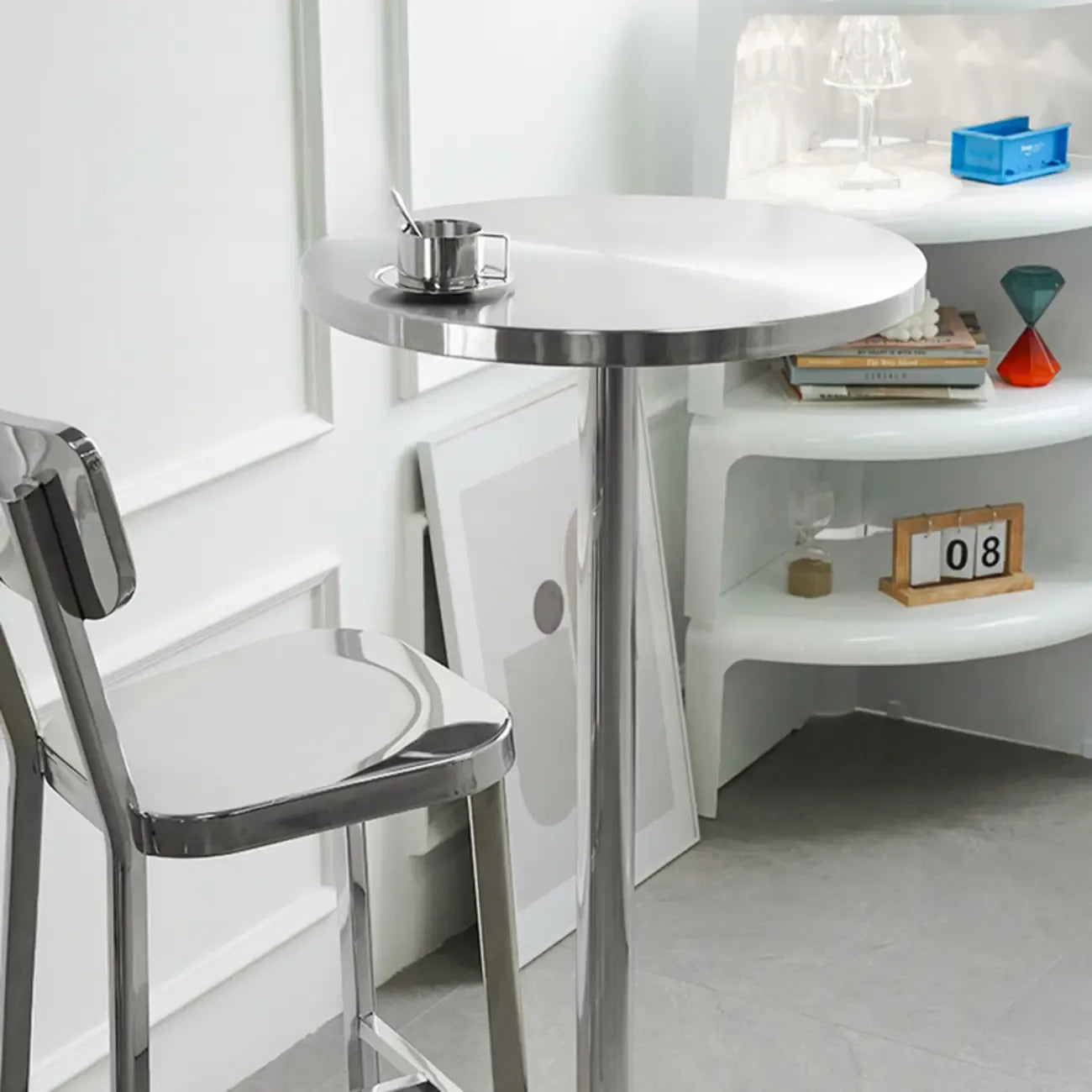 Industrial Silver Stainless Steel Bar Table