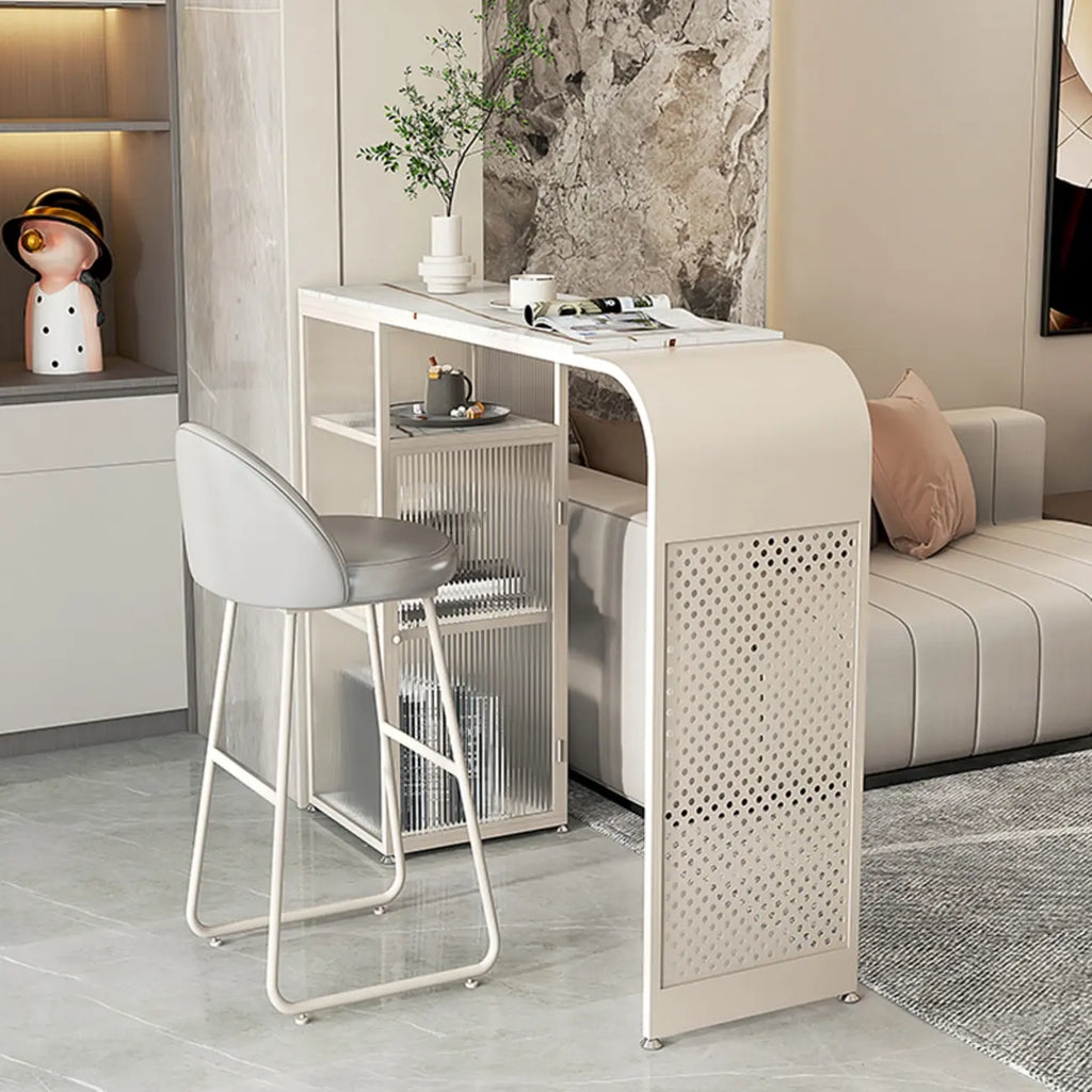 Modern White Stone Top Bar Tables with Storage