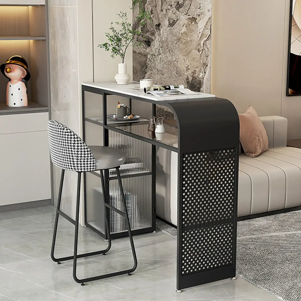 Modern White Stone Top Bar Tables with Storage