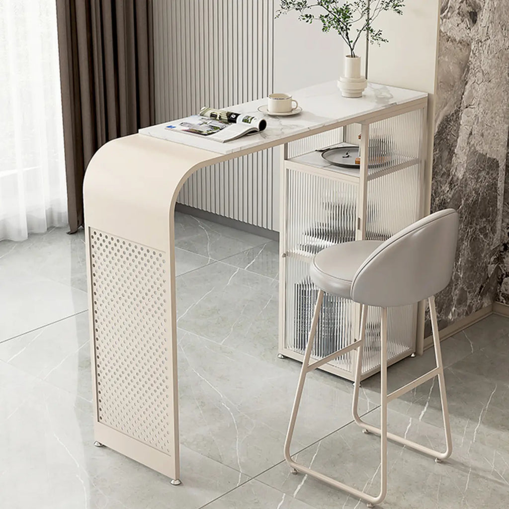 Modern White Stone Top Bar Tables with Storage