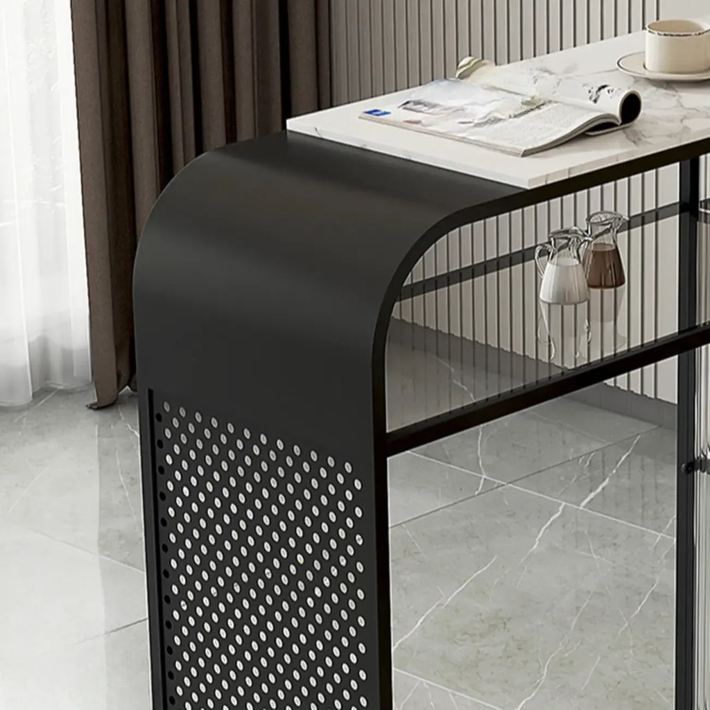 Modern White Stone Top Bar Tables with Storage