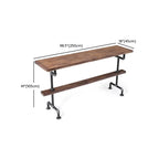 Rectangle Distressed Brown Wood Bar Table With Footrest