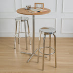 Modern Natural Wood Silver Metal Cross Legs Bar Tables