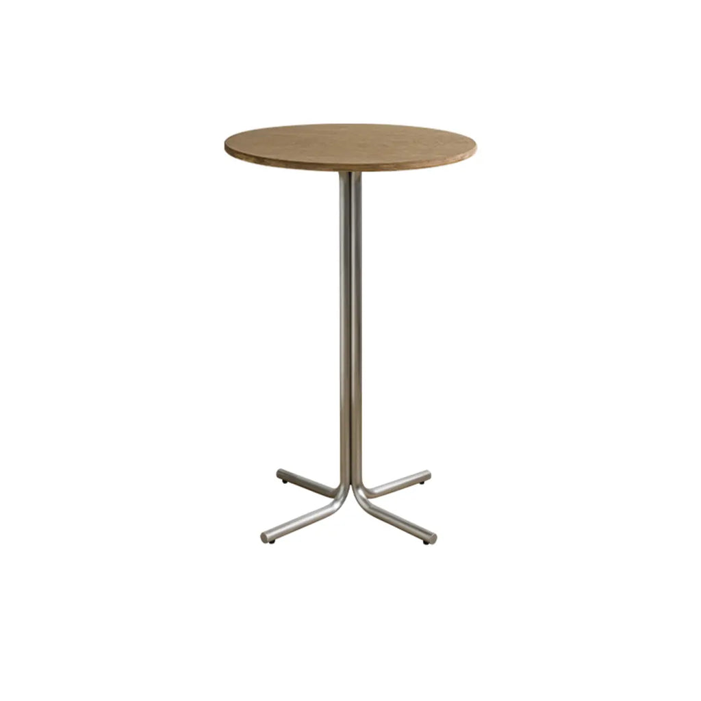 Modern Natural Wood Silver Metal Cross Legs Bar Tables