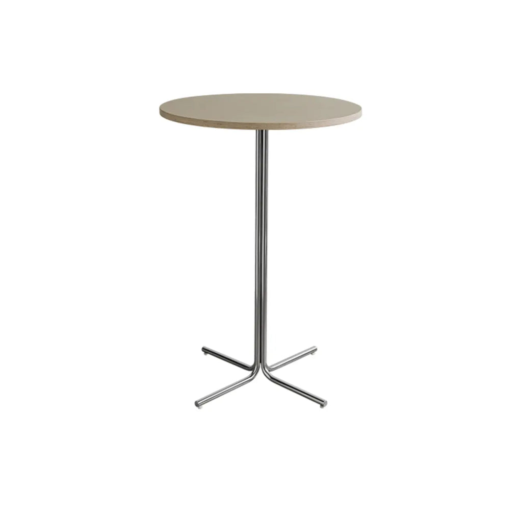 Modern Natural Wood Silver Metal Cross Legs Bar Tables