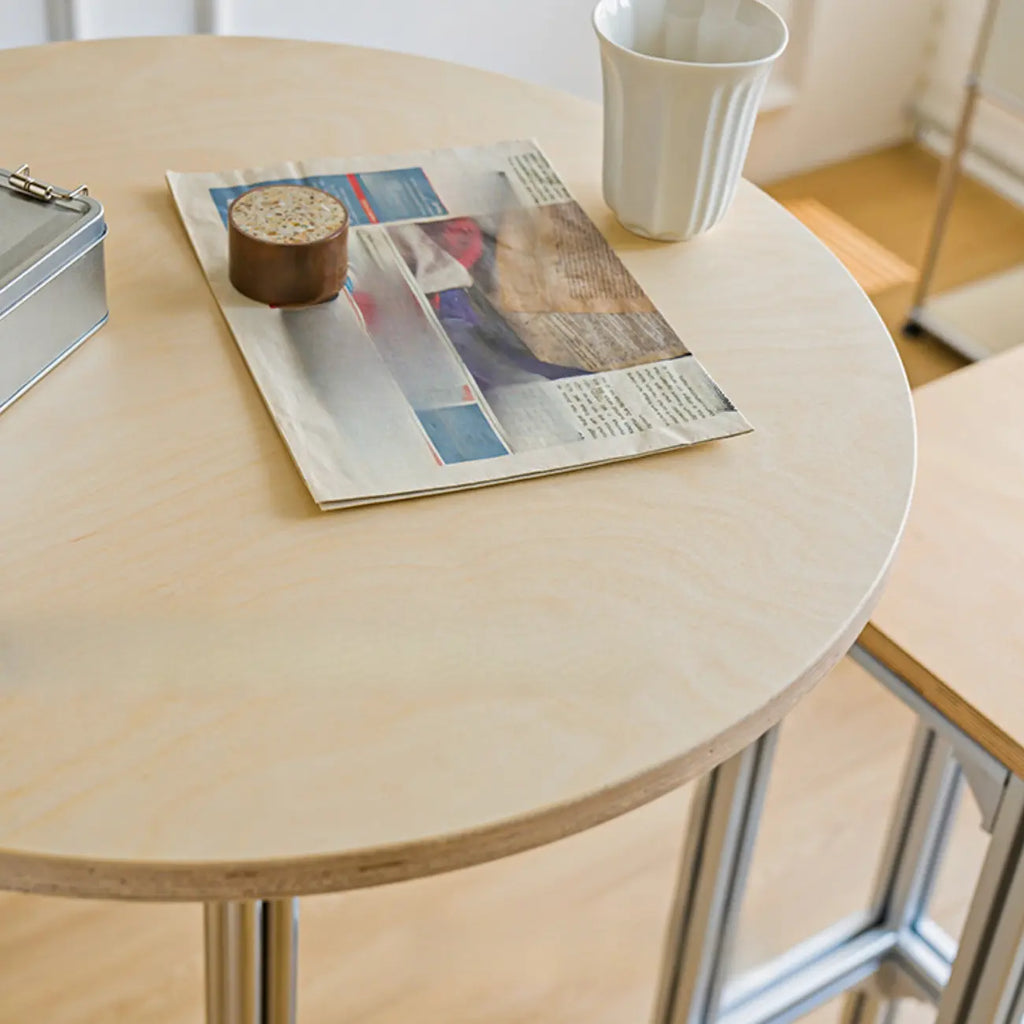 Modern Natural Wood Silver Metal Cross Legs Bar Tables
