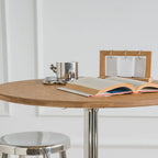 Modern Natural Wood Silver Metal Cross Legs Bar Tables