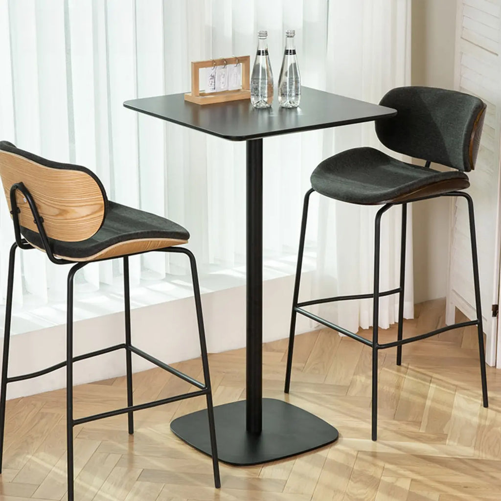 Minimalist Square Black Bar Table Metal Base for 2 Seats