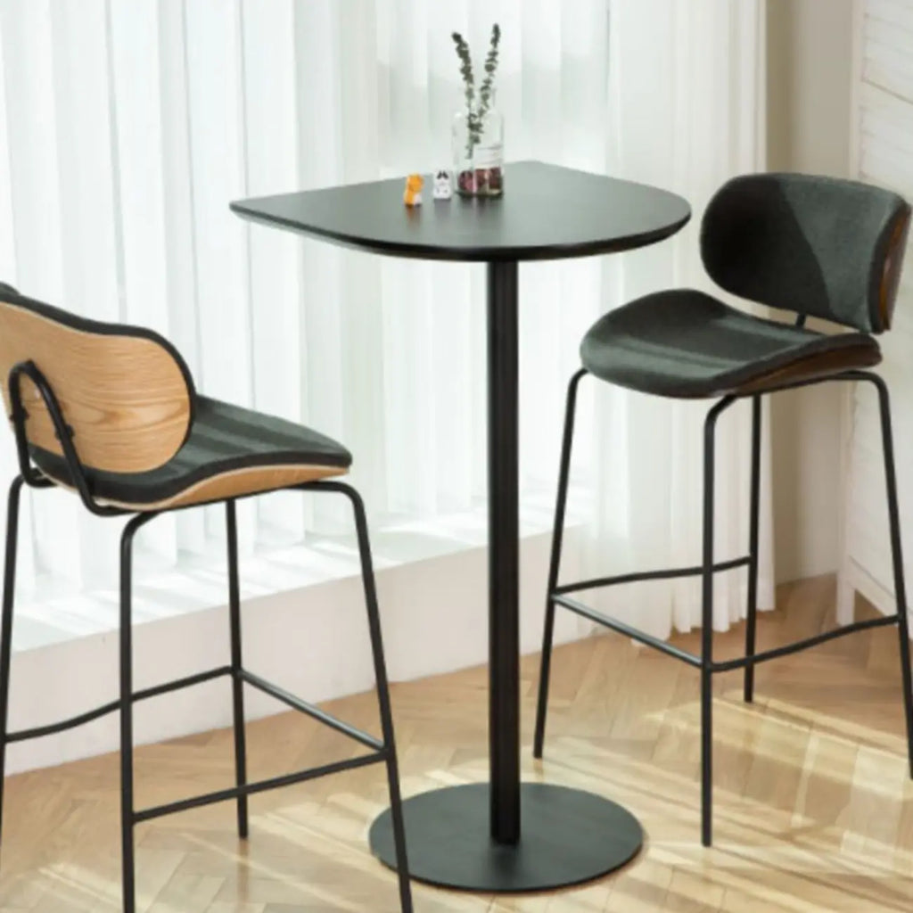 Minimalist Square Black Bar Table Metal Base for 2 Seats