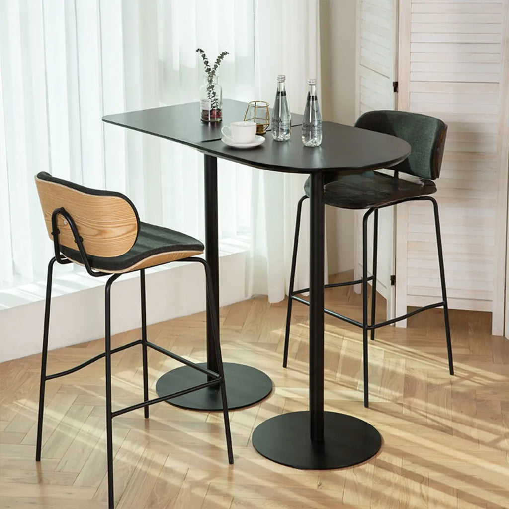 Minimalist Square Black Bar Table Metal Base for 2 Seats