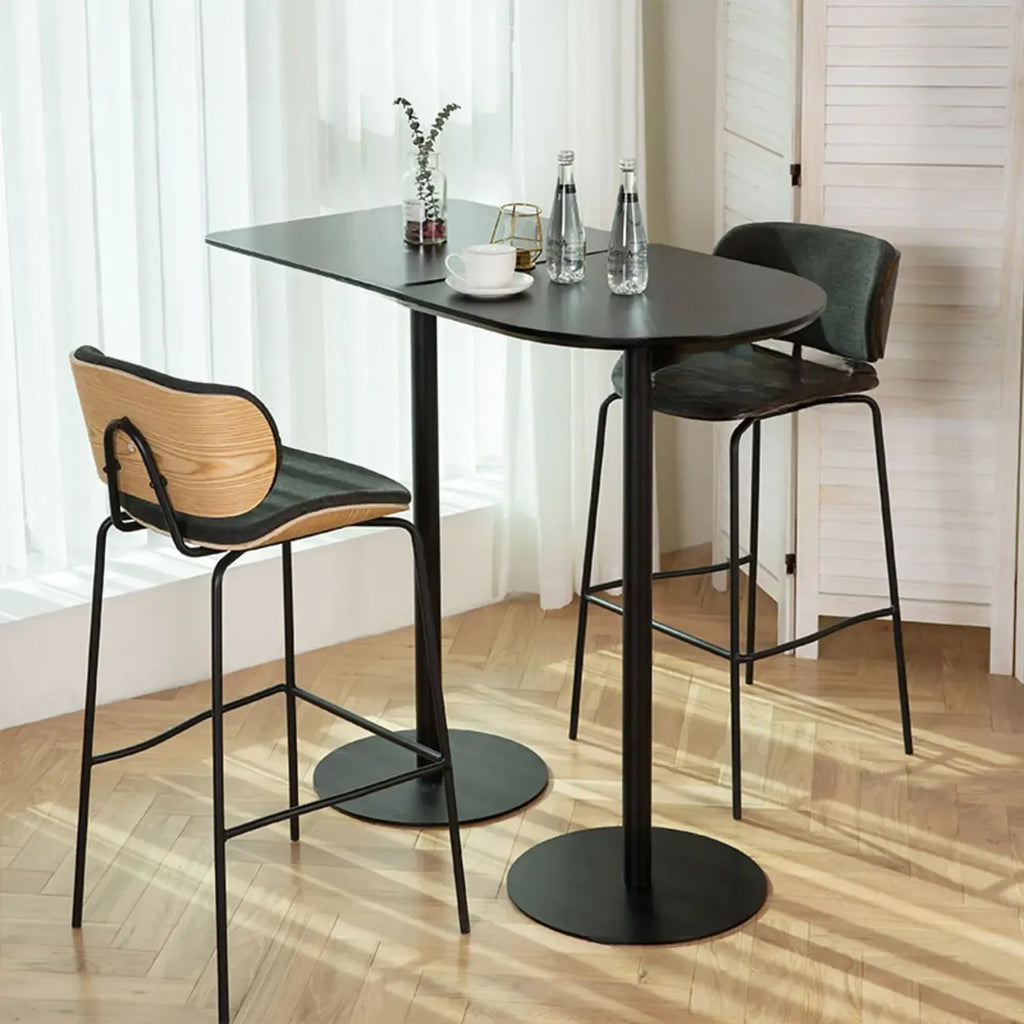 Minimalist Square Black Bar Table Metal Base for 2 Seats