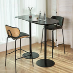Minimalist Square Black Bar Table Metal Base for 2 Seats