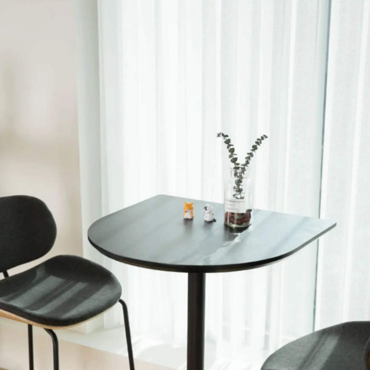 Minimalist Square Black Bar Table Metal Base for 2 Seats