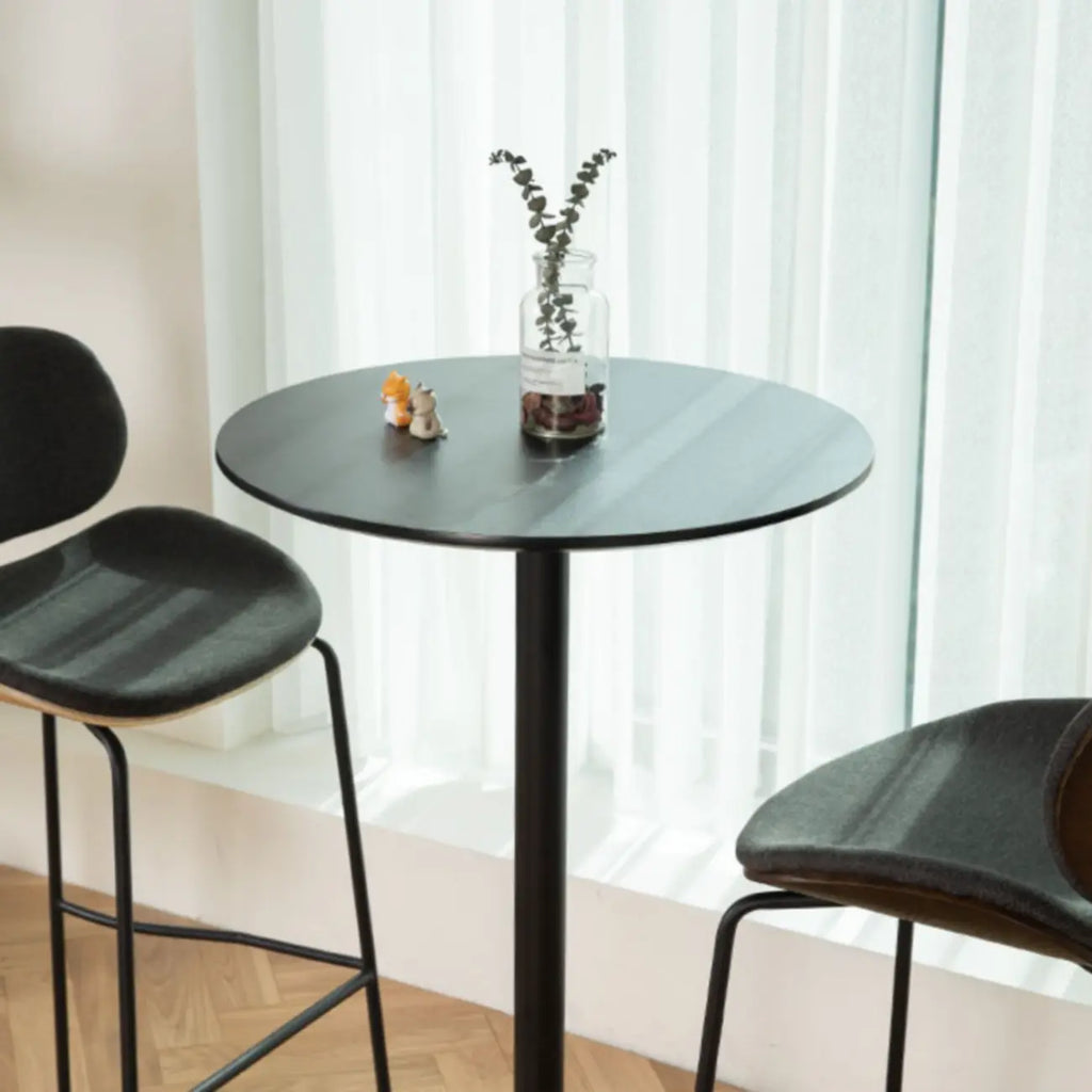 Minimalist Square Black Bar Table Metal Base for 2 Seats