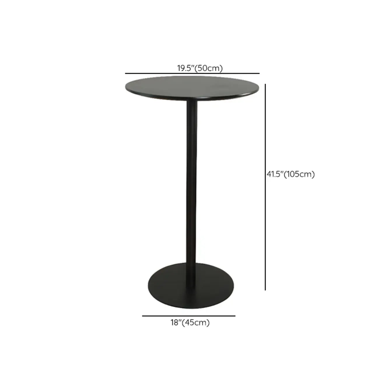Minimalist Square Black Bar Table Metal Base for 2 Seats