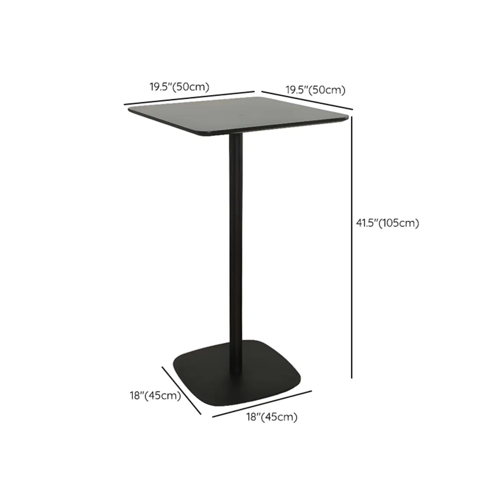 Minimalist Square Black Bar Table Metal Base for 2 Seats
