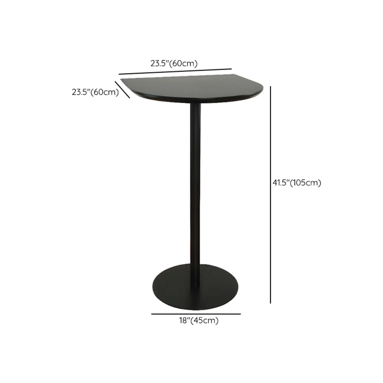 Minimalist Square Black Bar Table Metal Base for 2 Seats
