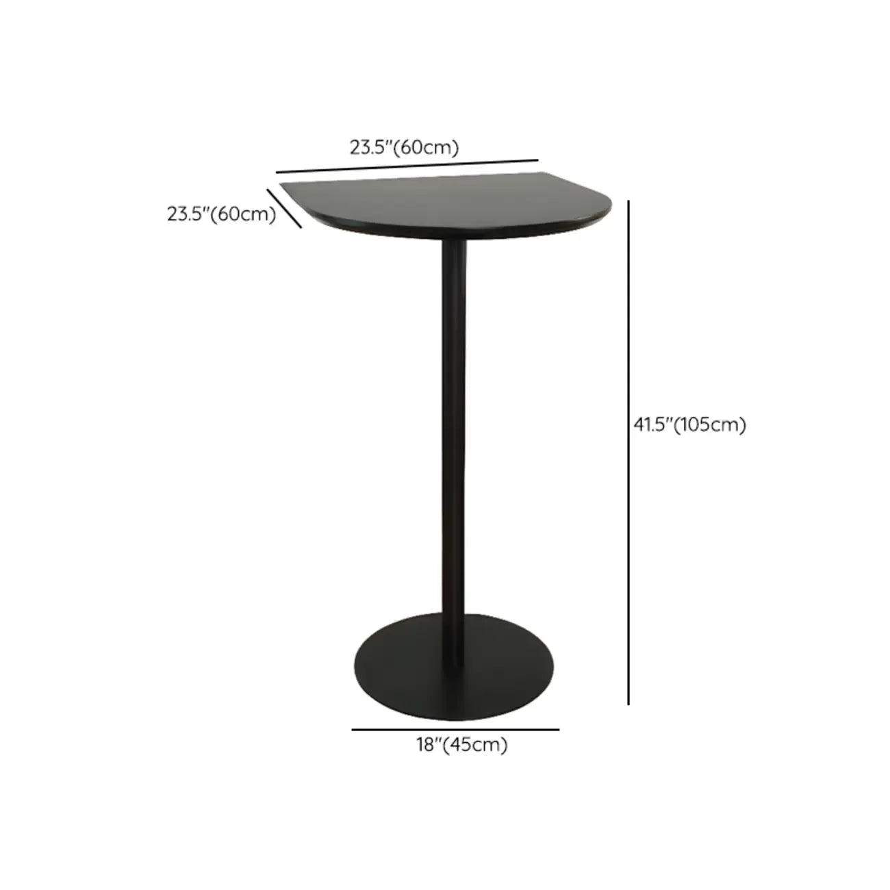 Minimalist Square Black Bar Table Metal Base for 2 Seats