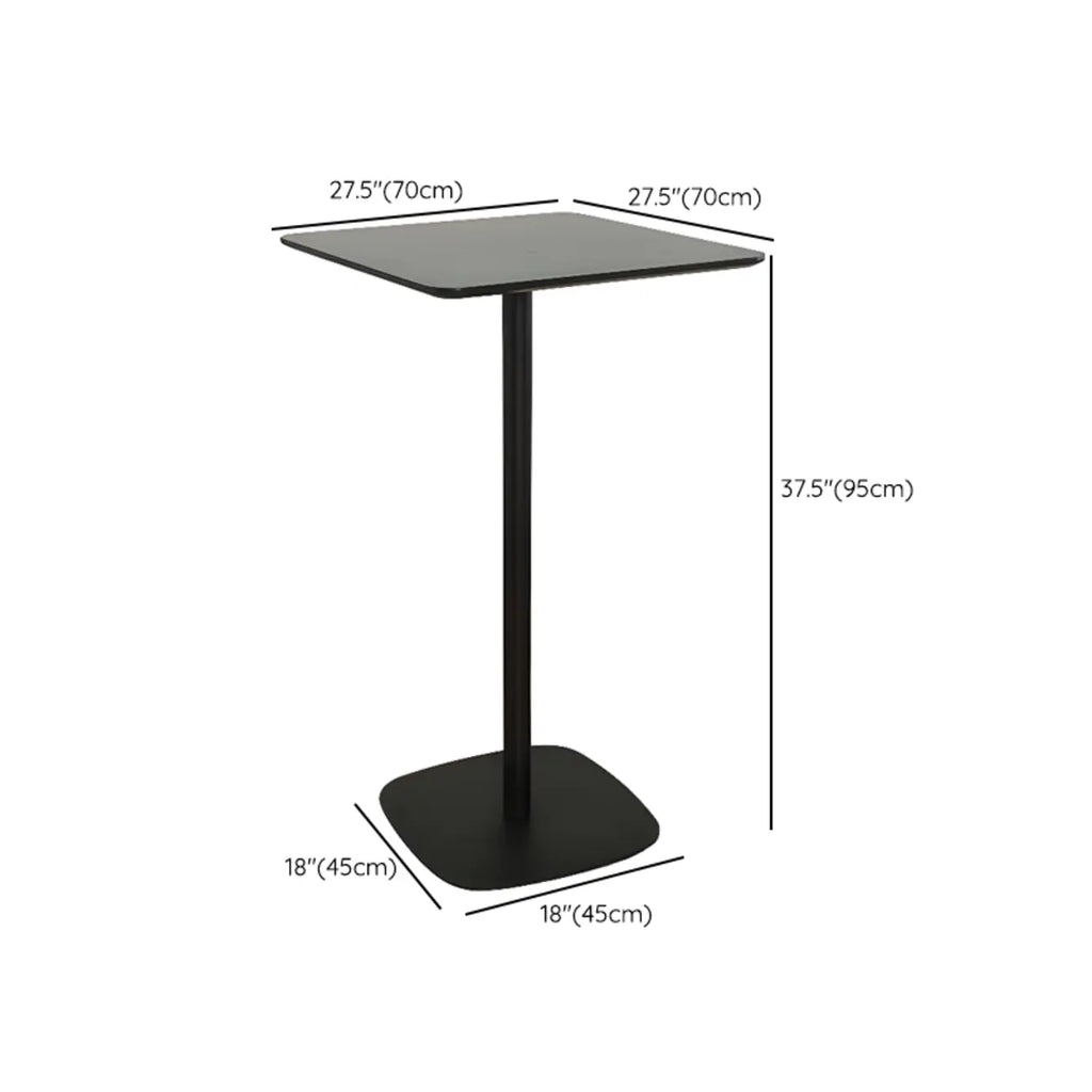 Minimalist Square Black Bar Table Metal Base for 2 Seats