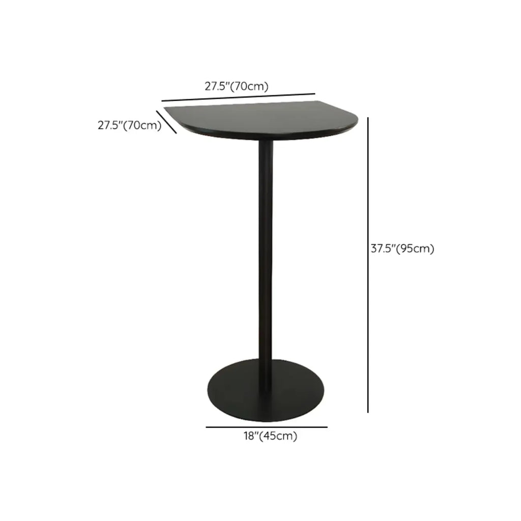 Minimalist Square Black Bar Table Metal Base for 2 Seats