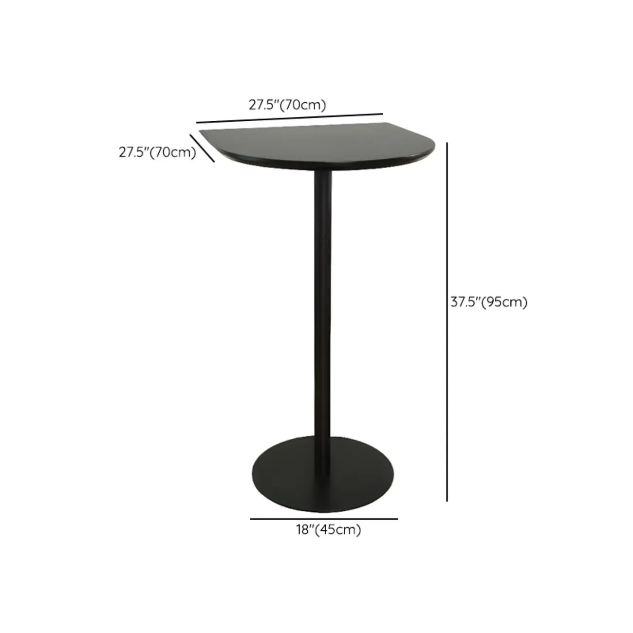 Minimalist Square Black Bar Table Metal Base for 2 Seats