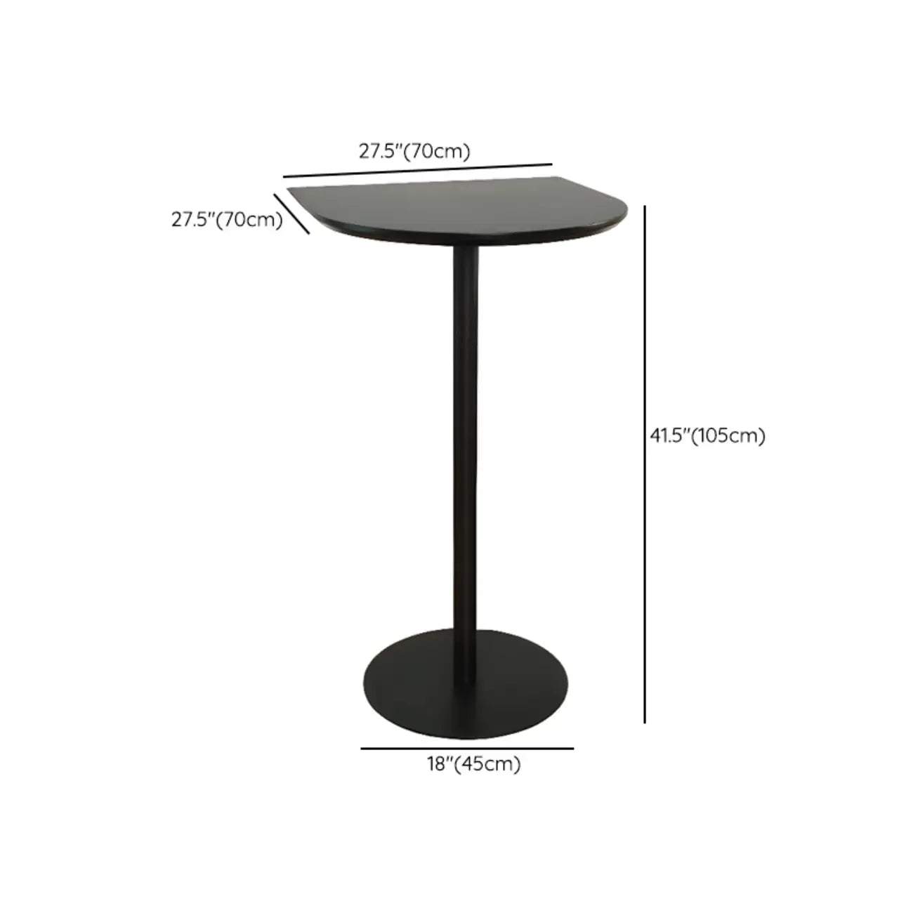 Minimalist Square Black Bar Table Metal Base for 2 Seats