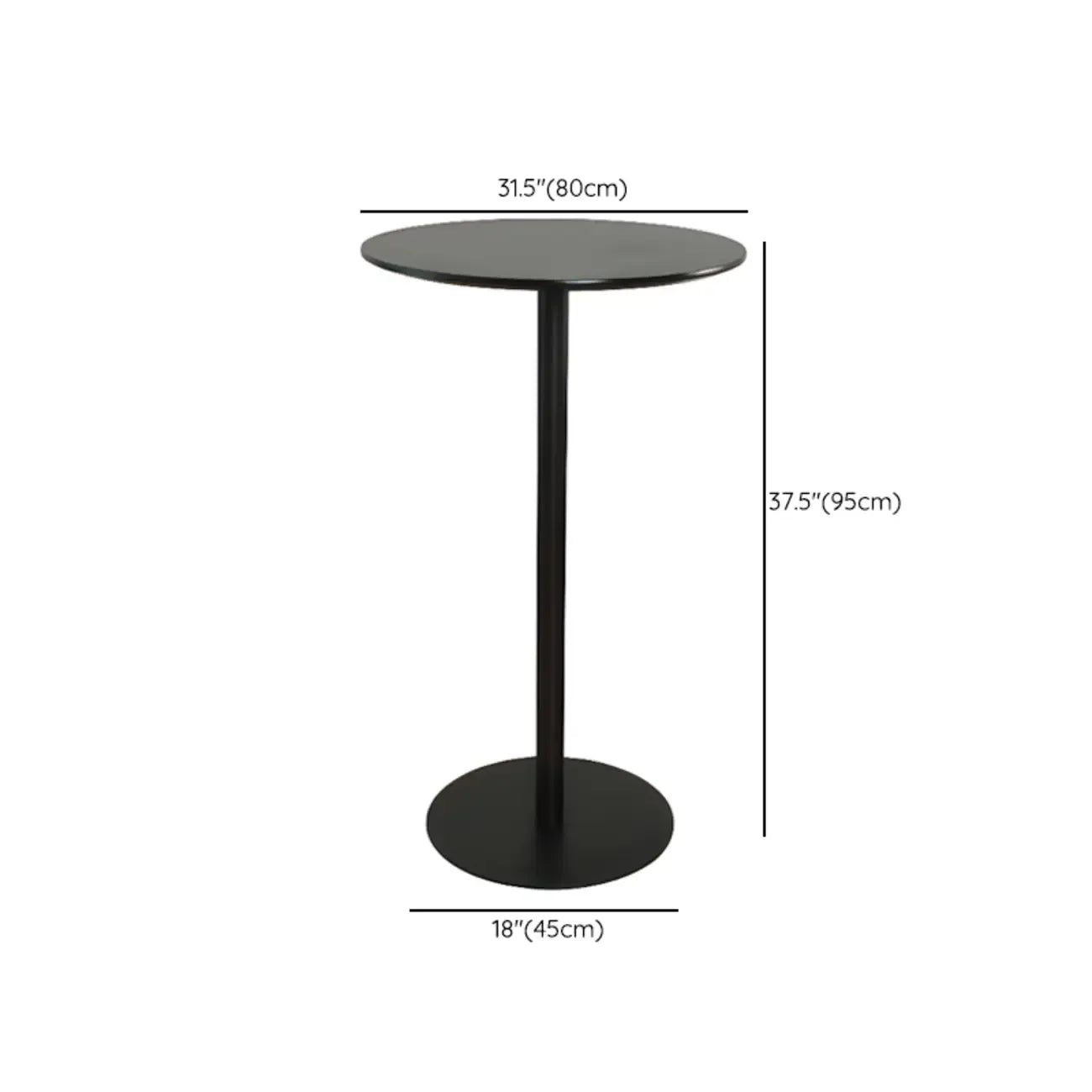 Minimalist Square Black Bar Table Metal Base for 2 Seats