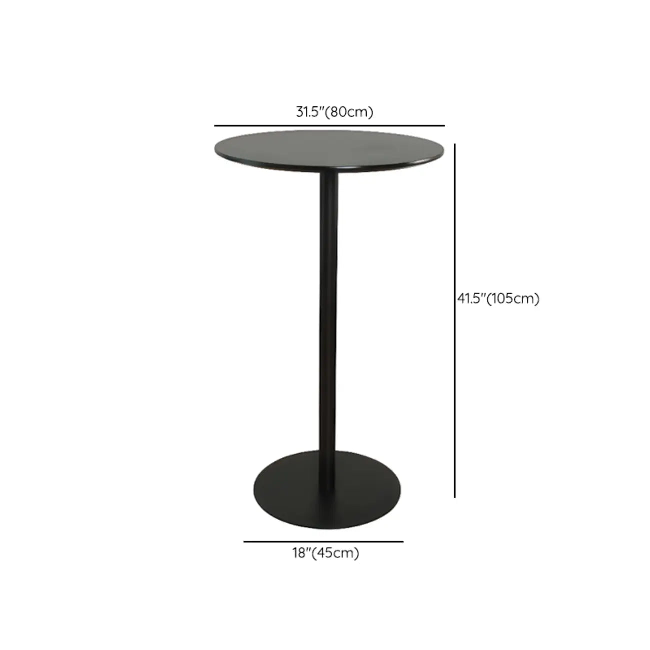 Minimalist Square Black Bar Table Metal Base for 2 Seats