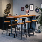 Industrial Brown Wooden Fixed Top Metal Leg Bar Tables