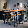 Industrial Brown Wooden Fixed Top Metal Leg Bar Tables