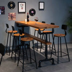 Industrial Brown Wooden Fixed Top Metal Leg Bar Tables