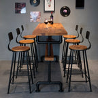 Industrial Brown Wooden Fixed Top Metal Leg Bar Tables