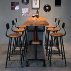 Industrial Brown Wooden Fixed Top Metal Leg Bar Tables
