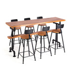 Industrial Brown Wooden Fixed Top Metal Leg Bar Tables